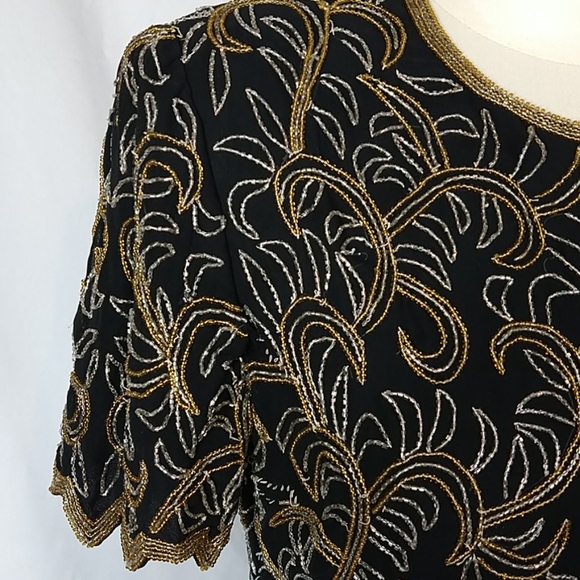 Vintage Formal Beaded Top Maxi Dress Size Medium - Picture 4 of 10